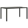 vidaXL 7-tlg. Garten-Essgruppe mit Kissen Schwarz Poly Rattan Glas