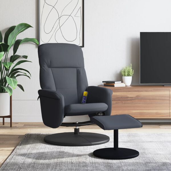 vidaXL Massagesessel mit Fu&szlig;hocker Dunkelgrau Samt