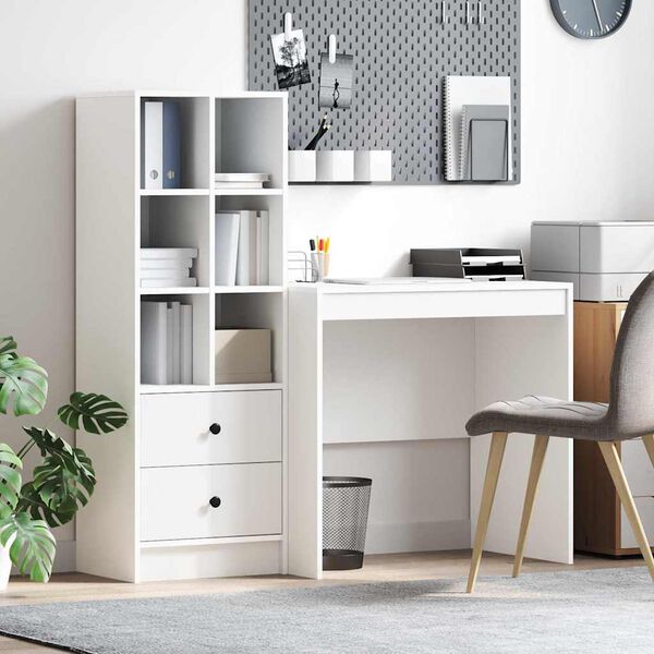 vidaXL Schreibtisch mit Schubladen 2 pcs Wei&szlig;