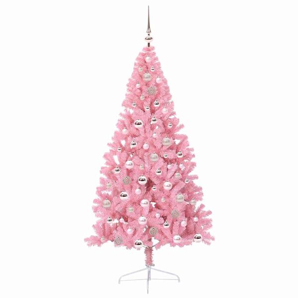 vidaXL Künstlicher vorbeleuchteter Weihnachtsbaum Rosa 180 cm PVC