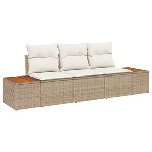 vidaXL Garten-Sofa-Set 3 stk. 3-Sitzanzahl Beige und Creme Poly Rattan
