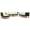 vidaXL 9-tlg. Garten-Lounge-Set mit Kissen Poly Rattan Schwarz