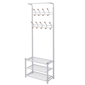 vidaXL Garderobe mit Schuhablage 68&times;32&times;182,5 cm Wei&szlig;