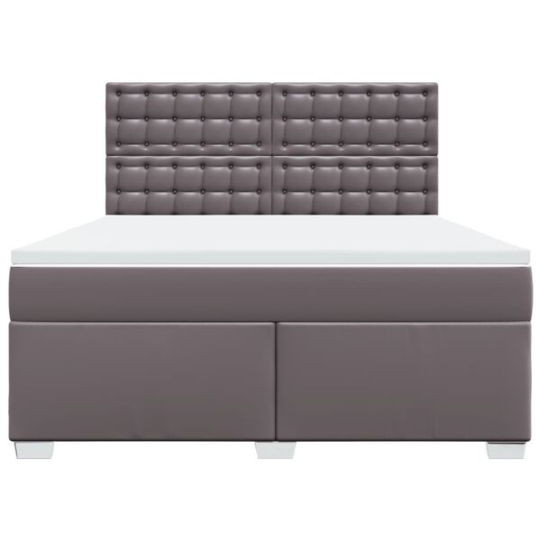 vidaXL Boxspringbett mit Matratze Grau 180x200 cm Kunstleder