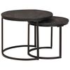 vidaXL Nesting-Couchtische 2 pcs Schwarz Massivholz Mango und Stahl