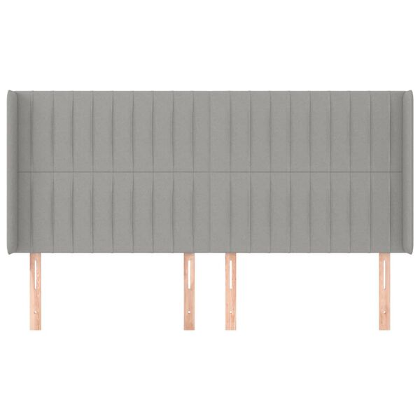 vidaXL Kopfteil mit Ohren Hellgrau 183x16x118/128 cm Stoff