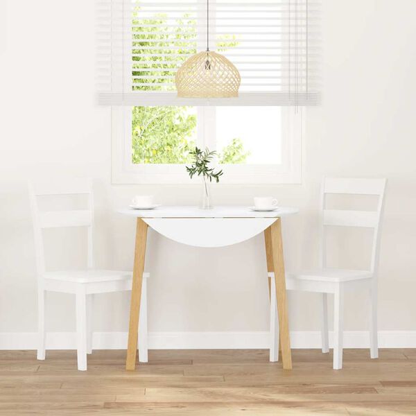 vidaXL Esszimmerstühle 2 Stk. Weiß Massivholz Gummibaum