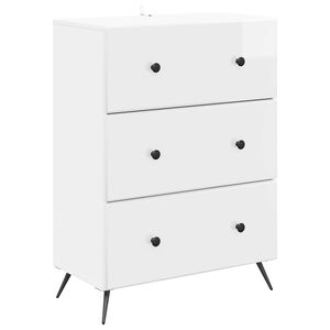 vidaXL Schubladenschrank Hochglanz Wei&szlig; 66 x 34,5 x 90 cm