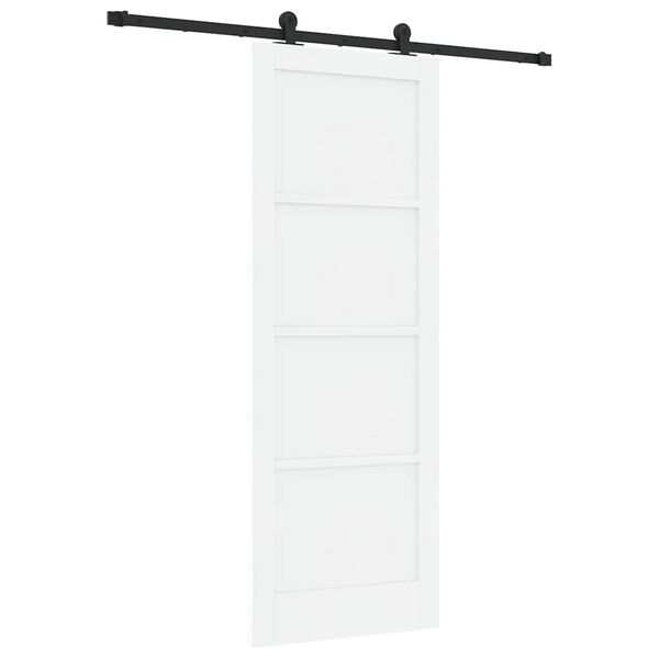 vidaXL Schiebet&uuml;r Wei&szlig; und Schwarz 78 x 211 cm Massives Kiefernholz