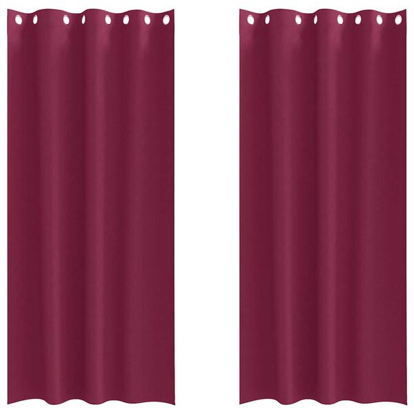 vidaXL Verdunkelungs-Vorh&auml;nge mit Ringen 2 pcs Weinrot 245 x 140 cm