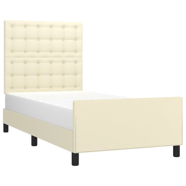 vidaXL Bettgestell mit Kopfteil Creme 100x200 cm Kunstleder