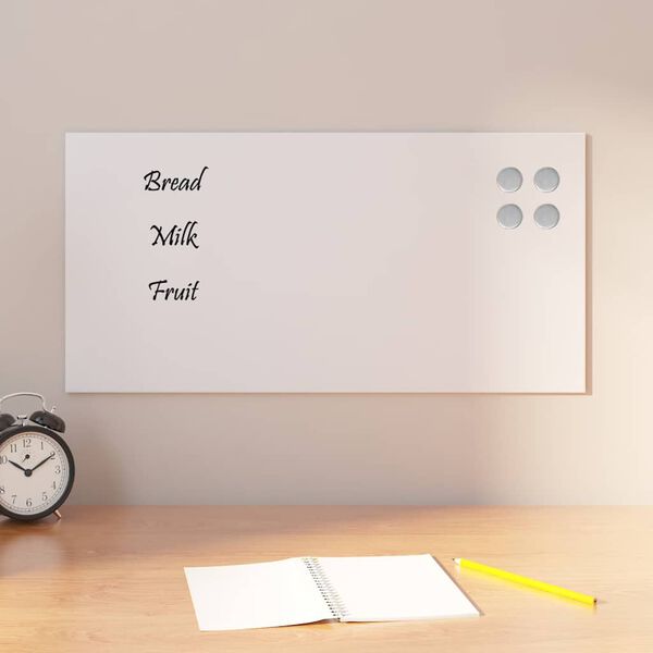 vidaXL Magnettafel Wandmontage Wei&szlig; 60x30 cm Hartglas