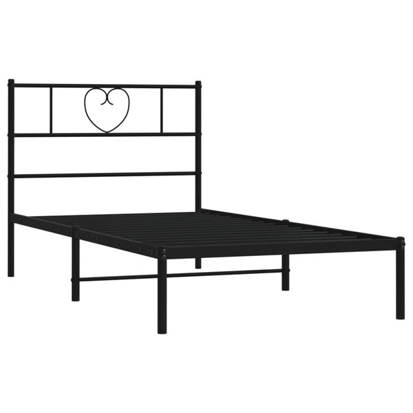 vidaXL Bettgestell mit Kopfteil Metall Schwarz 90x190 cm