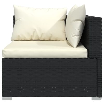 vidaXL 12-tlg. Garten-Lounge-Set mit Kissen Schwarz Poly Rattan