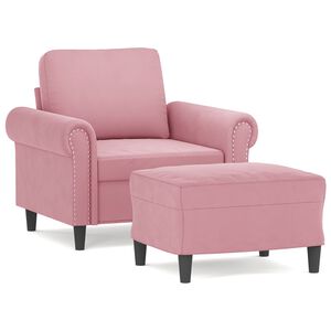 vidaXL Sessel mit Hocker Rosa 60 cm Samt