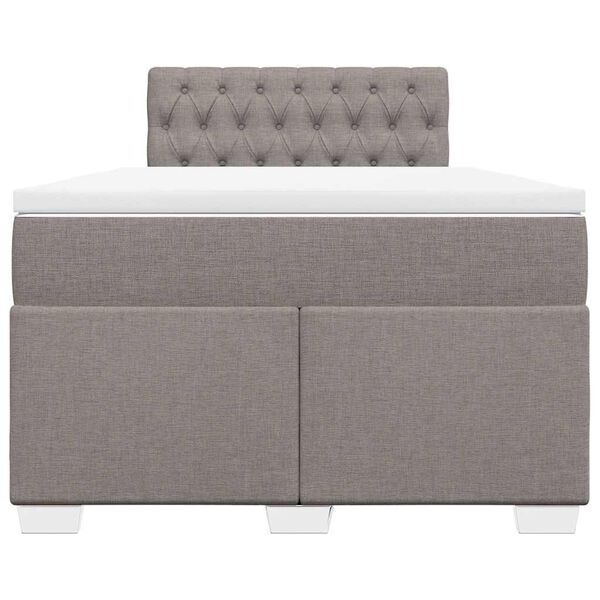 vidaXL Boxspringbett mit Matratze Taupe 120x190 cm Stoff