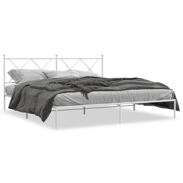 vidaXL Bettgestell mit Kopfteil Metall Wei&szlig; 180x200 cm