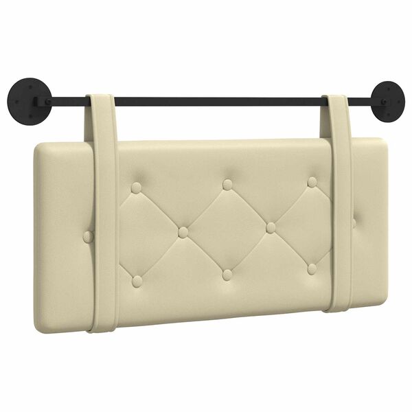 vidaXL H&auml;ngevorderseite Wandmontiert Creme 90 cm Kunstleder