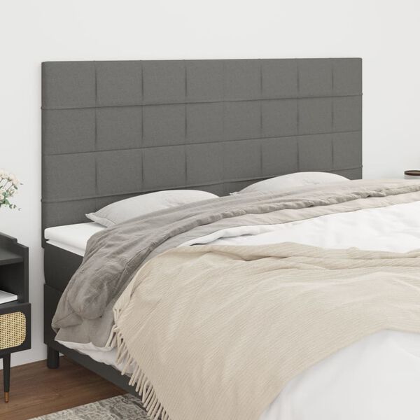 vidaXL Kopfteil Dunkelgrau 200 x 5 x 118/128 cm Stoff