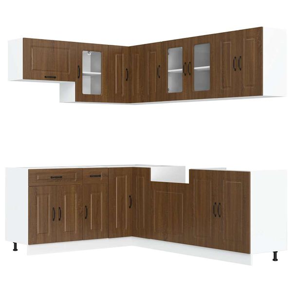 vidaXL 11-tlg. K&uuml;chenschrank-Set Kalmar Braun Eichen-Optik Holzwerkstoff