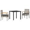 vidaXL Garten Essgruppe 3 stk. Grau und Schwarz Rattan