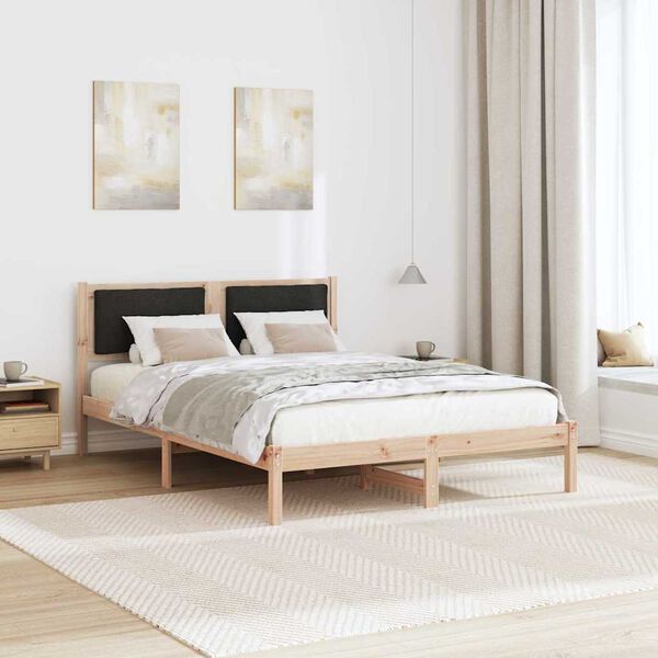 vidaXL Bettrahmen Schwarz 135 x 190 cm Massives Kiefernholz
