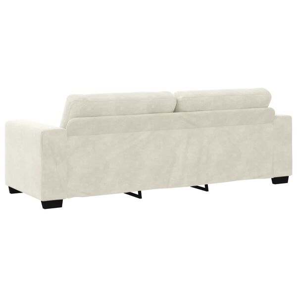 vidaXL | 3-Sitzer-Sofa | mit Kissen Creme Samt