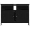 vidaXL Badezimmer Waschbeckenm&ouml;bel mit T&uuml;r 3 pcs Schwarz Holzwerkstoff