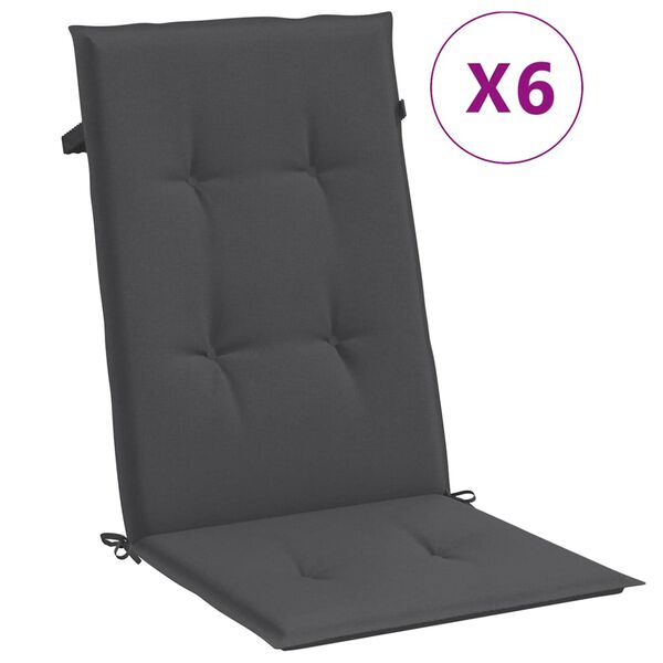 vidaXL Hochlehner-Auflagen 6 Stk. Melange Anthrazit 120x50x4 cm Stoff