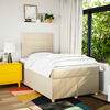 vidaXL Boxspringbett mit Matratze Creme 120x190 cm Stoff