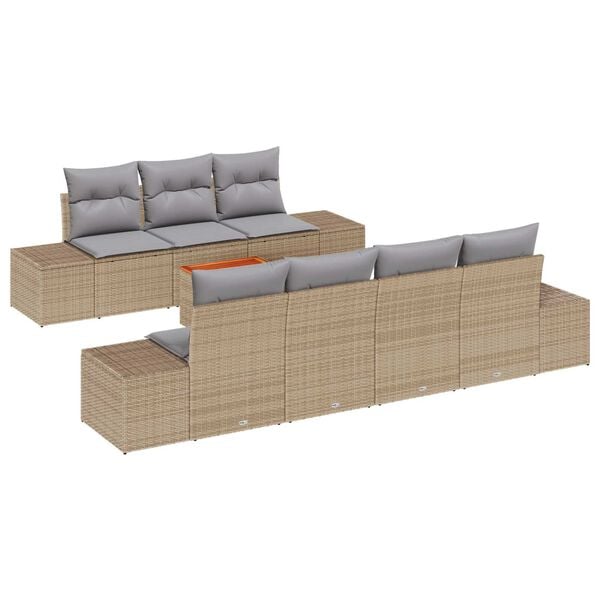 vidaXL Gartensofa-set mit Kissen 8 pcs Beige Poly-Rattan