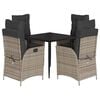vidaXL 5-tlg. Garten-Essgruppe mit Kissen Grau Poly Rattan