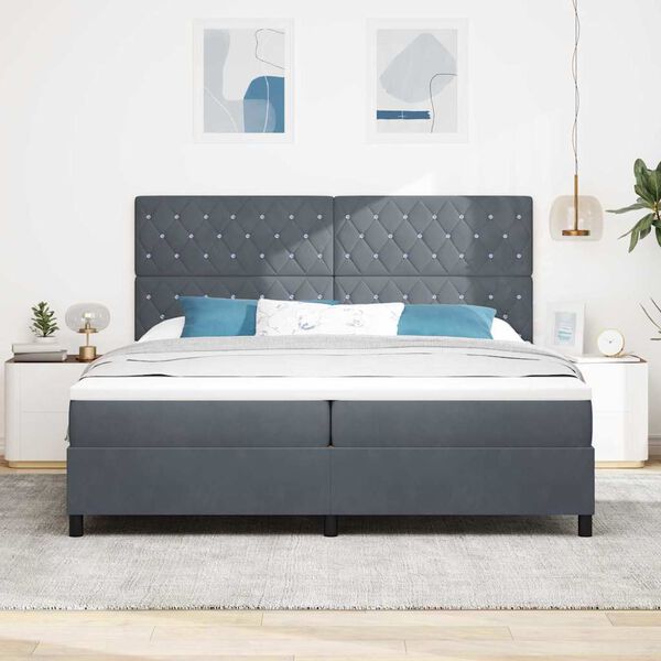 vidaXL Boxspringbett mit Matratze Dunkelgrau 200 x 200 cm Stoff