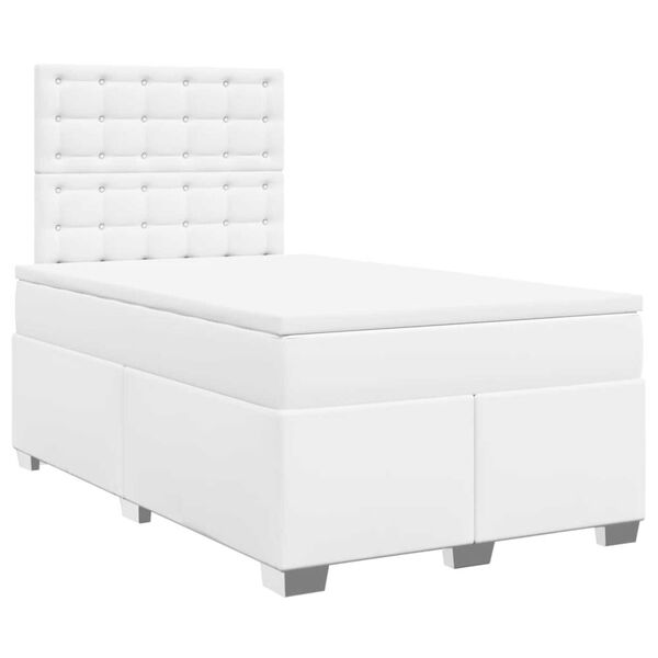 vidaXL Boxspringbett mit Matratze Wei&szlig; 120x190 cm Kunstleder