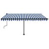 vidaXL Markise Manuell Einziehbar mit LED 450x350 cm Blau und Wei&szlig;