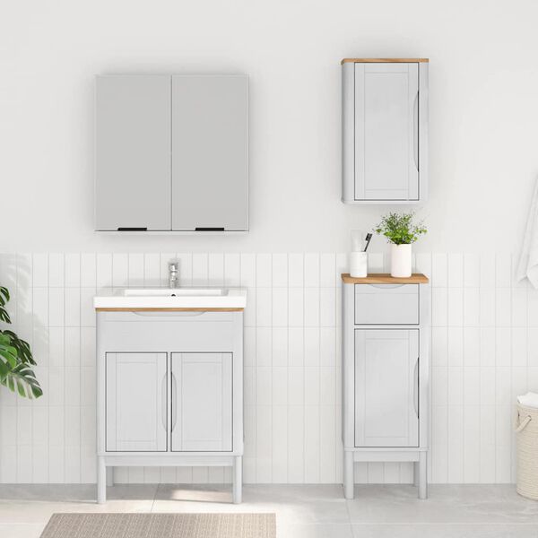 vidaXL Badezimmerm&ouml;bel-Set mit T&uuml;r FLORO 3 pcs Wei&szlig; Massivholz Kiefer