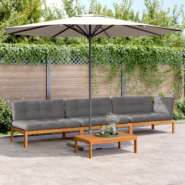 vidaXL 4-tlg. Garten-Sofagarnitur aus Paletten mit Kissen Akazienholz