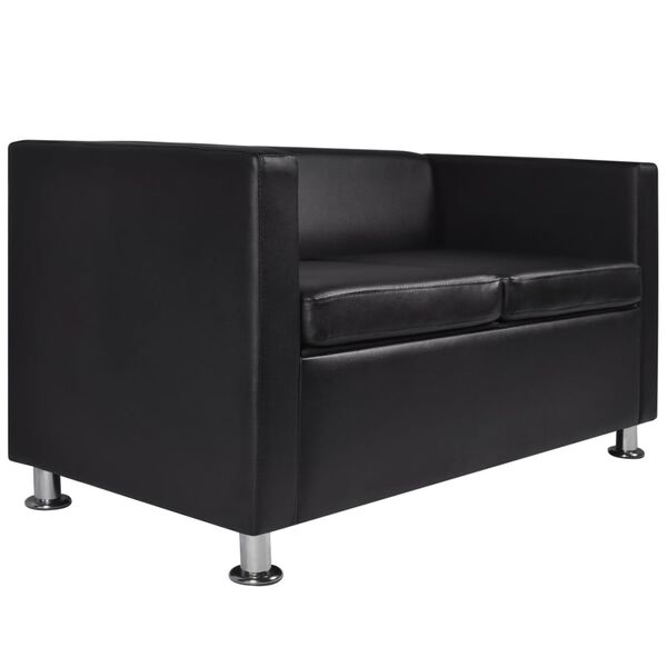 vidaXL Sofa 2-Sitzer Kunstleder Schwarz