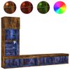 vidaXL 4-tlg. Wohnwand mit LED-Beleuchtung R&auml;uchereiche Holzwerkstoff