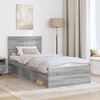 vidaXL Bettrahmen Graues Sonoma 90 x 190 cm Massives Kiefernholz