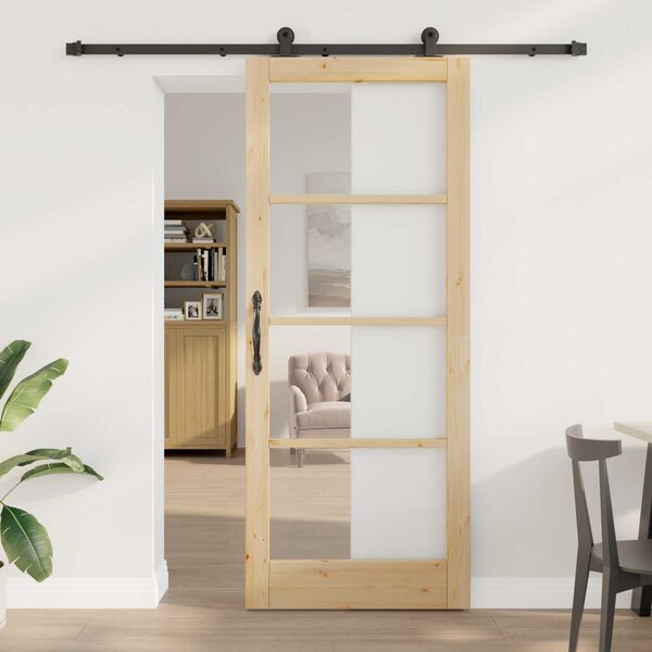 vidaXL Schiebet&uuml;r ORKDAL Nat&uuml;rlich und Schwarz 86 x 211 cm