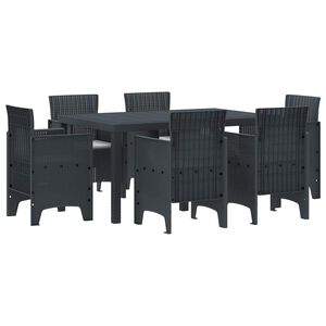 vidaXL Garten Essgruppe 7 pcs Anthrazit Polt Rattan