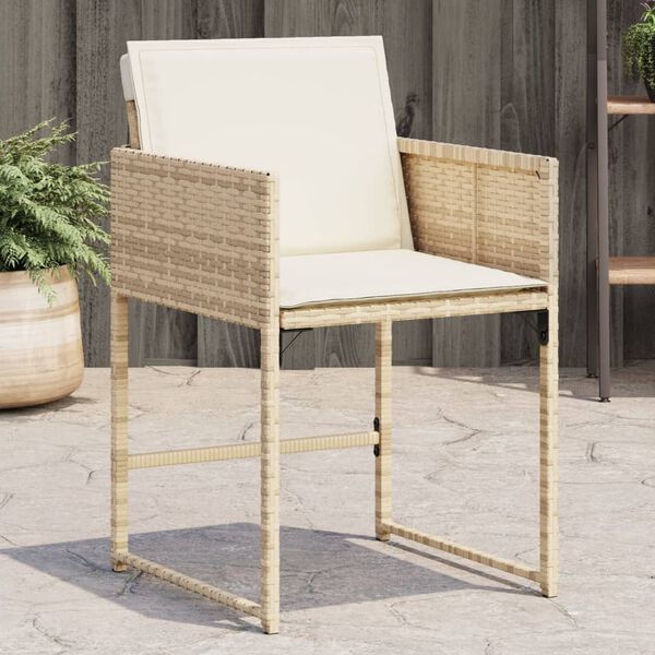vidaXL Gartenst&uuml;hle mit Kissen 4 Stk. Beige Poly Rattan