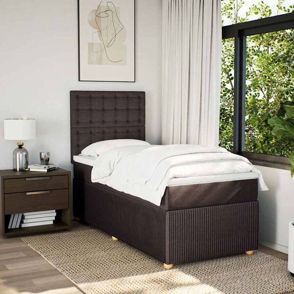 vidaXL Boxspringbett mit Matratze Dunkelbraun 80x200 cm Stoff