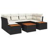 vidaXL Garten-Sofa-Set mit Kissen 7 pcs Schwarz Poly Rattan