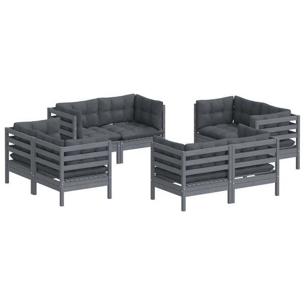 vidaXL 8-tlg. Garten-Lounge-Set mit Anthrazit Kissen Kiefernholz
