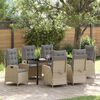 vidaXL Garten Essgruppe mit Kissen 7 pcs Beige Poly-Rattan