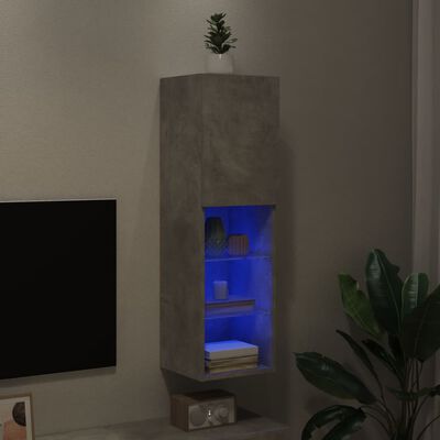 vidaXL TV-Schrank mit LED-Leuchten Betongrau 30,5x30x102 cm