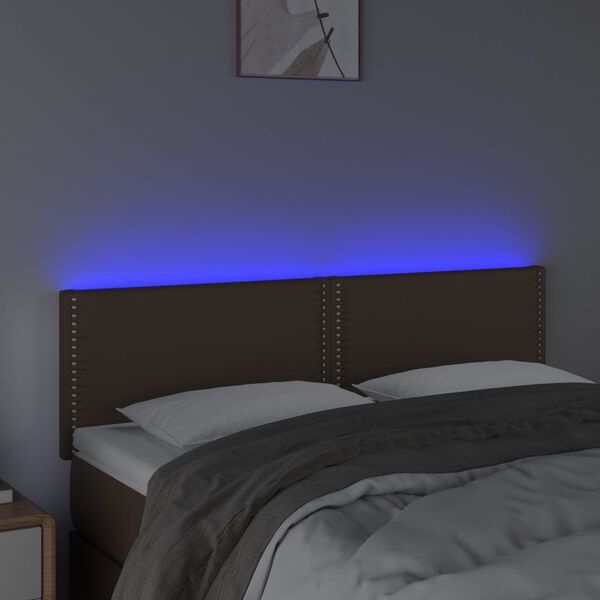 vidaXL LED Kopfteil Braun 144x5x78/88 cm Kunstleder