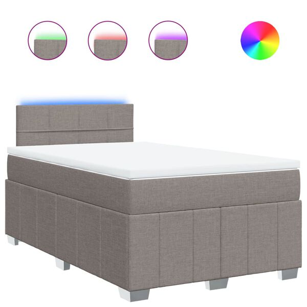 vidaXL Boxspringbett mit Matratze Taupe 120x200 cm Stoff